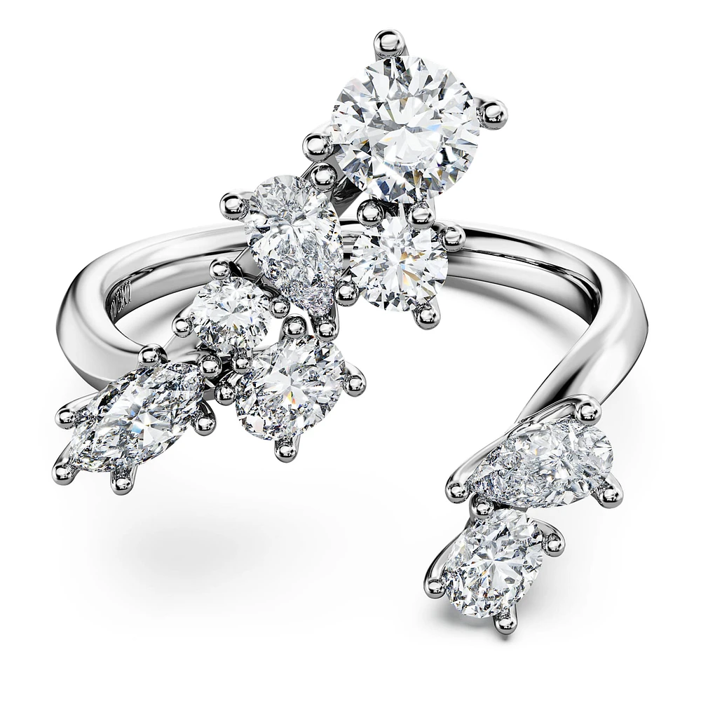 Galaxy bypass ring, Lab-grown diamonds 1.25 ct tw, Mixed shapes, 14K white gold by SWAROVSKI
