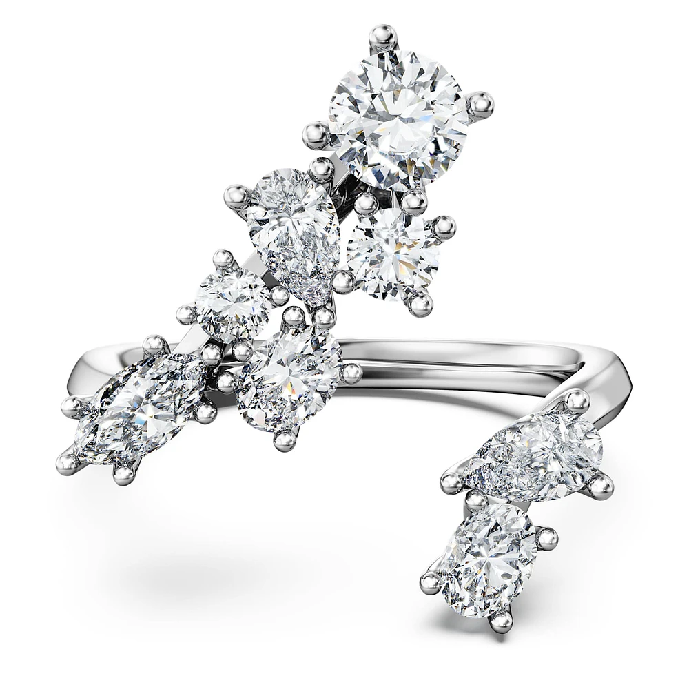 Galaxy bypass ring, Lab-grown diamonds 1.25 ct tw, Mixed shapes, 14K white gold by SWAROVSKI