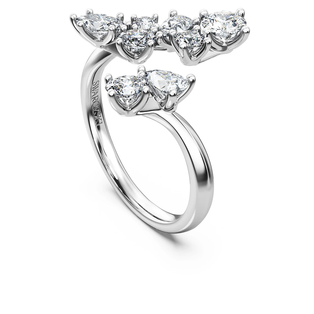 Galaxy bypass ring, Lab-grown diamonds 1.25 ct tw, Mixed shapes, 14K white gold by SWAROVSKI