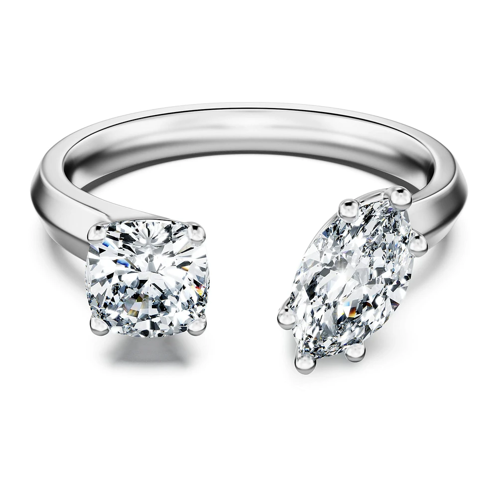 Galaxy open ring, Lab-grown diamonds 1 ct tw, Mixed shapes, 14K white gold by SWAROVSKI