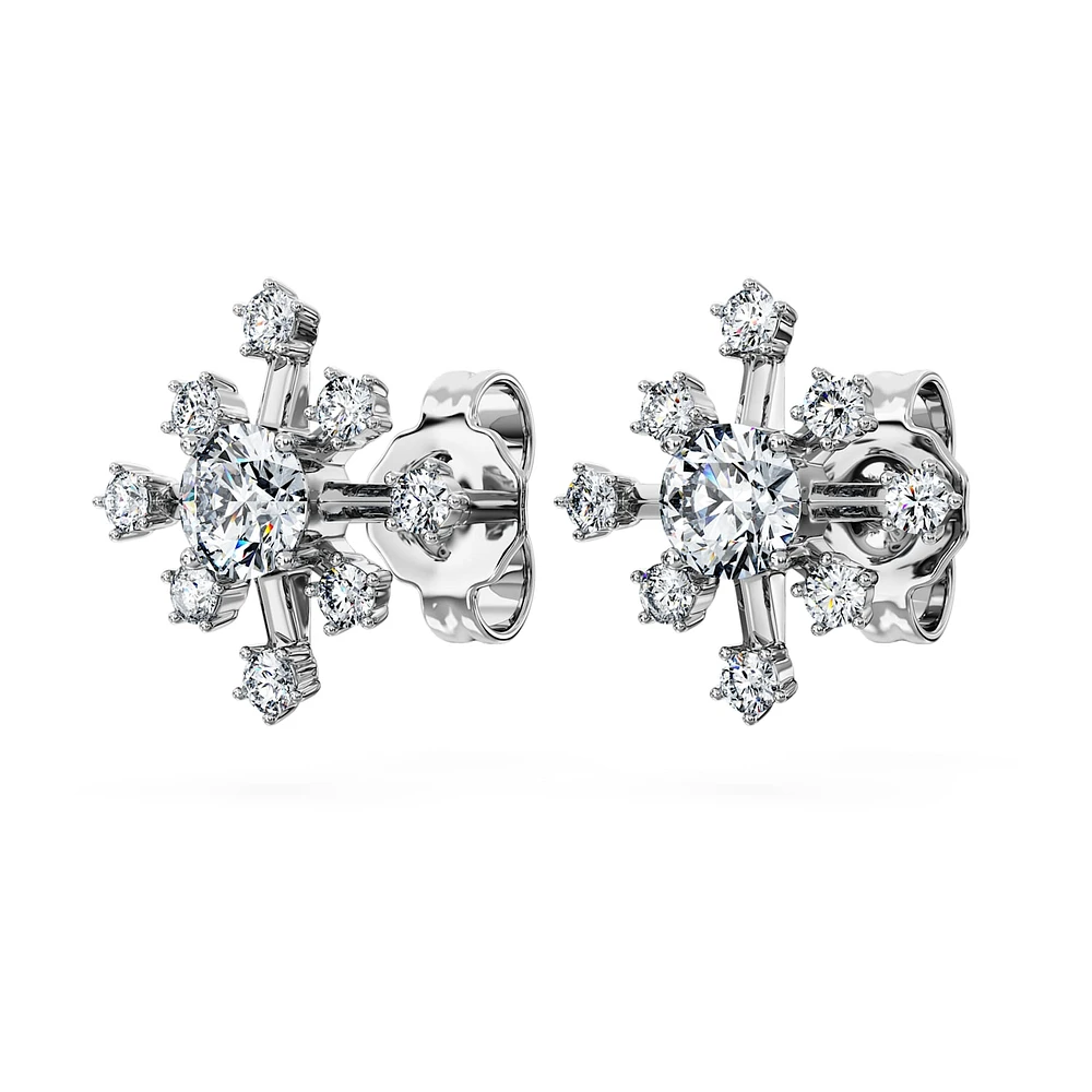 Galaxy stud earrings, Lab-grown diamonds 0.5 ct tw, Round shape, 14K white gold by SWAROVSKI