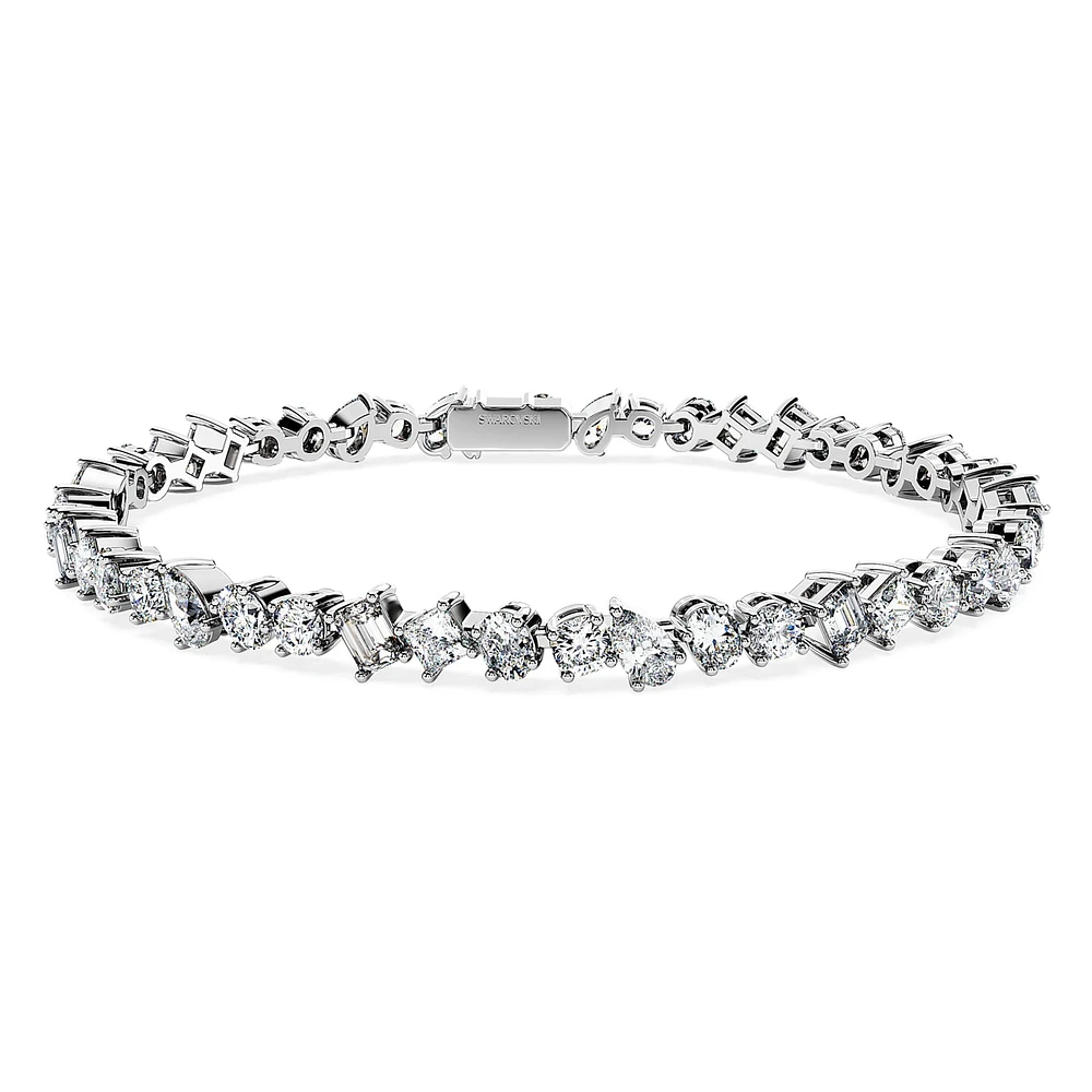 Galaxy Tennis bracelet, Lab-grown diamonds 5 ct tw, Mixed shapes, 14K white gold by SWAROVSKI