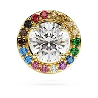 Matrix tack pin, Round cut, Multicoloured, Gold-tone plated by SWAROVSKI