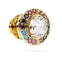 Matrix tack pin, Round cut, Multicoloured, Gold-tone plated by SWAROVSKI