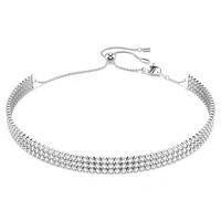 Matrix Tennis choker, Round cut, White, Rhodium plated by SWAROVSKI