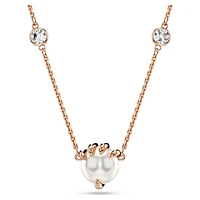 Dragon & Phoenix pendant, Crystal pearls, Dragon’s claw, White, Rose gold-tone plated by SWAROVSKI