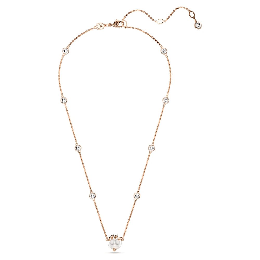 Dragon & Phoenix pendant, Crystal pearls, Dragon’s claw, White, Rose gold-tone plated by SWAROVSKI