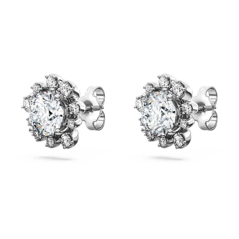 Galaxy stud earrings, Lab-grown diamonds 2.3 ct tw, Round shape, 14K white gold by SWAROVSKI