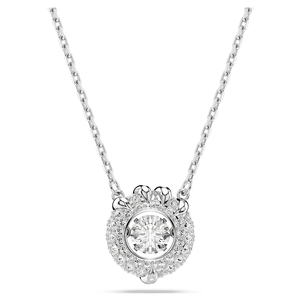Dragon & Phoenix pendant, Dragon’s claw, White, Rhodium plated by SWAROVSKI