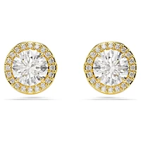 Una Angelic stud earrings, Round cut, Gold tone, Gold-tone plated by SWAROVSKI