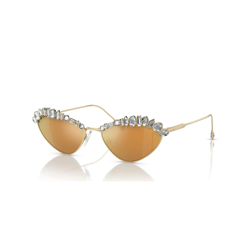 Sunglasses, Statement, Cat-eye shape, SK7009, Gold tone by SWAROVSKI