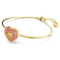 Idyllia bangle, Heart, Pink, Gold-tone plated by SWAROVSKI