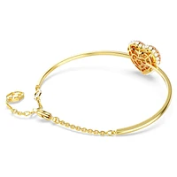 Idyllia bangle, Heart, Pink, Gold-tone plated by SWAROVSKI