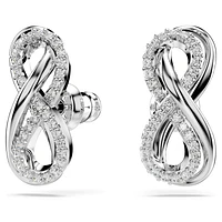 Hyperbola stud earrings, Infinity, White, Rhodium plated by SWAROVSKI