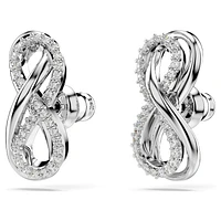 Hyperbola stud earrings, Infinity, White, Rhodium plated by SWAROVSKI