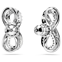 Hyperbola stud earrings, Infinity, White, Rhodium plated by SWAROVSKI