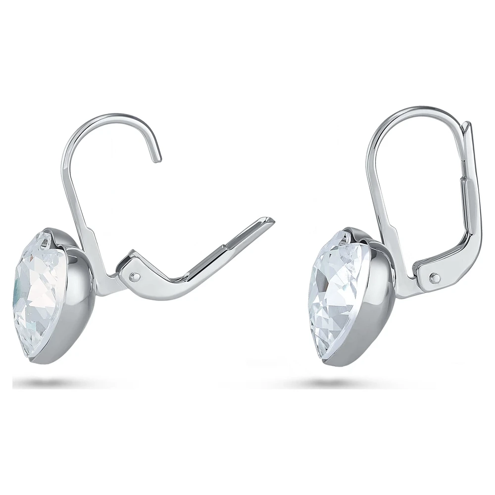 Bella drop earrings, Heart, White, Rhodium plated by SWAROVSKI
