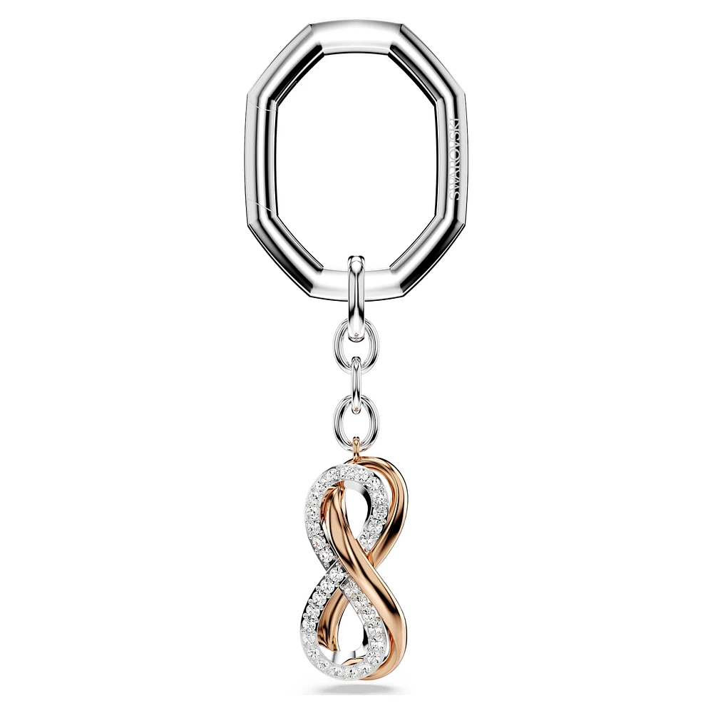 Key ring, Infinity, White, Mixed metal finish by SWAROVSKI
