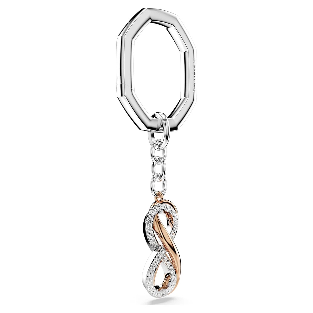 Key ring, Infinity, White, Mixed metal finish by SWAROVSKI