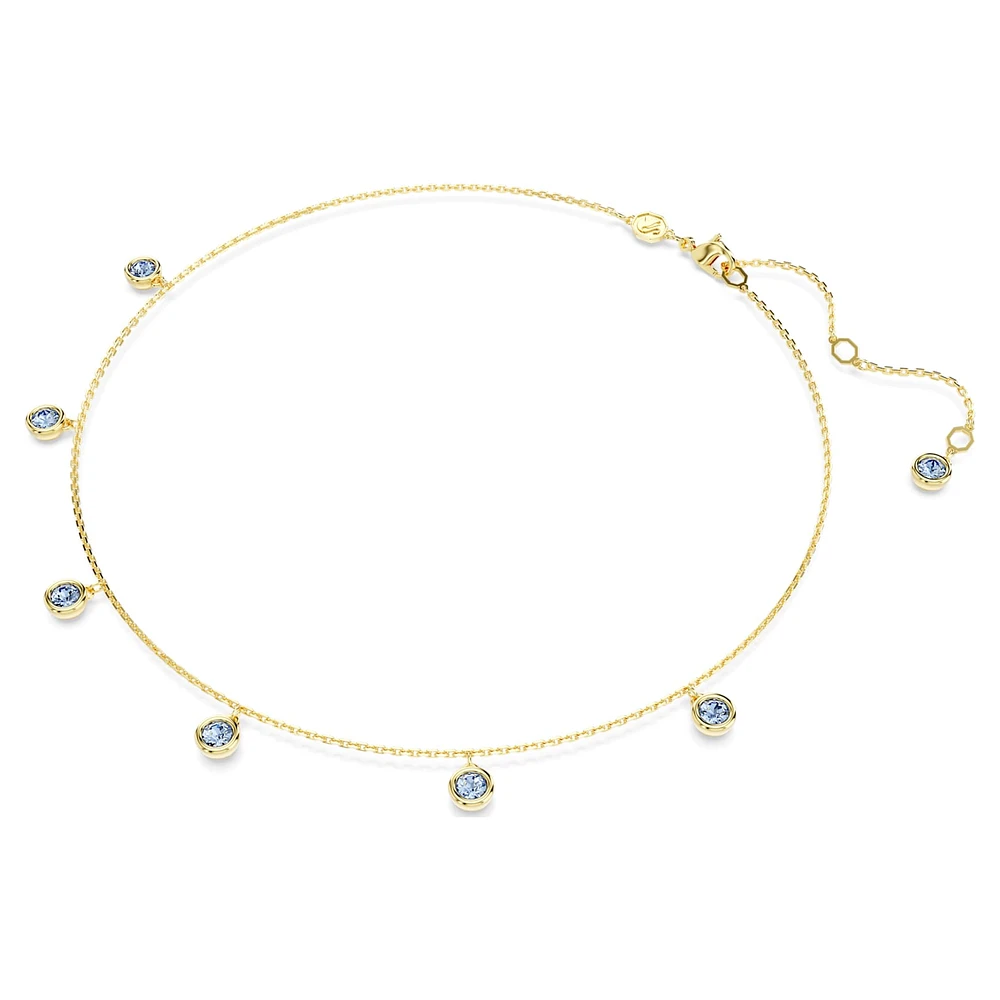 Imber necklace, Round cut, Light blue, Gold-tone plated by SWAROVSKI