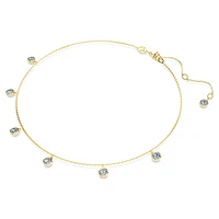 Imber necklace, Round cut, Light blue, Gold-tone plated by SWAROVSKI