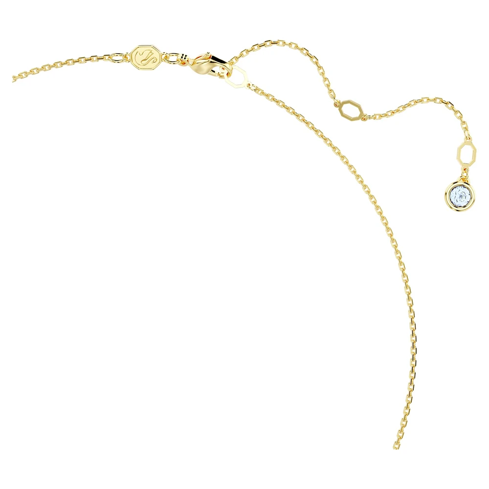 Imber necklace, Round cut, Light blue, Gold-tone plated by SWAROVSKI