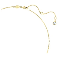 Imber necklace, Round cut, Light blue, Gold-tone plated by SWAROVSKI