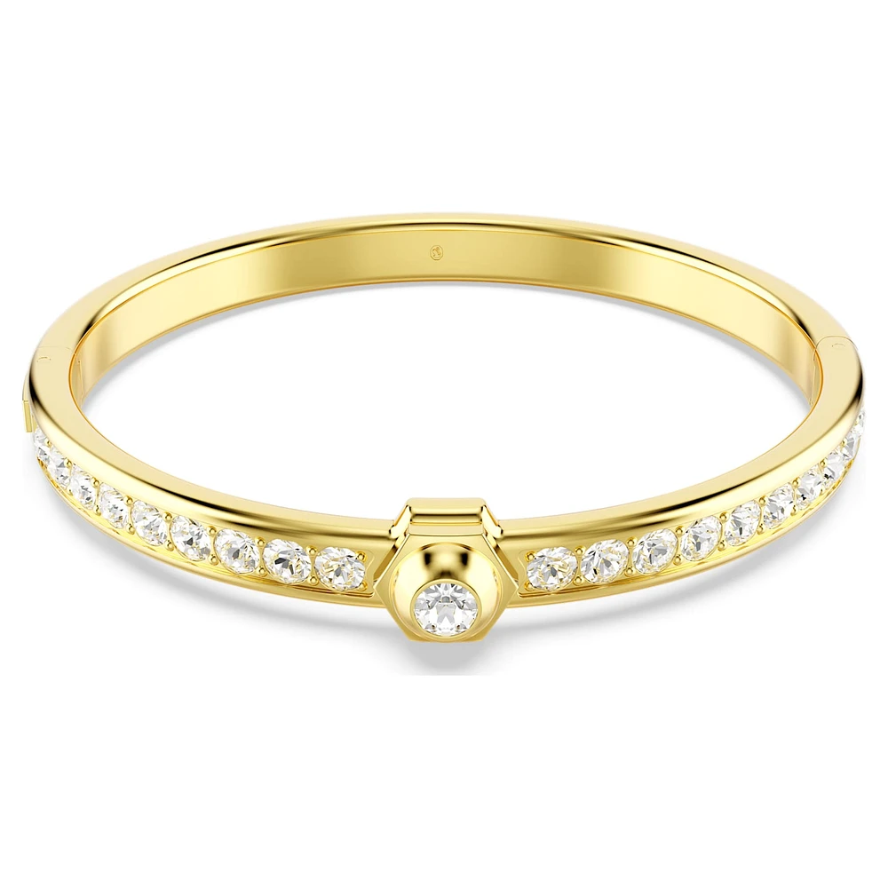 Numina bangle, Round cut, White, Gold-tone plated by SWAROVSKI