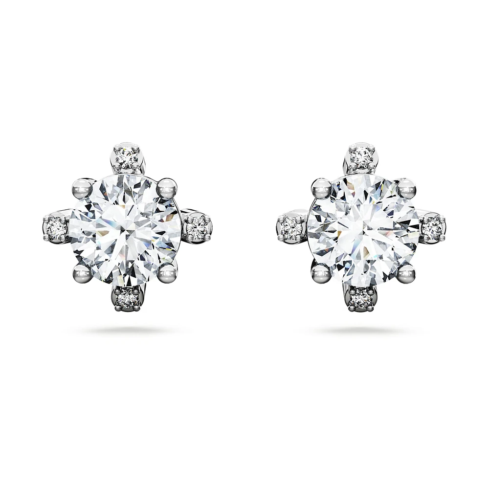 Galaxy stud earrings, Lab-grown diamonds 2.1 ct tw, Round shape, 14K white gold by SWAROVSKI
