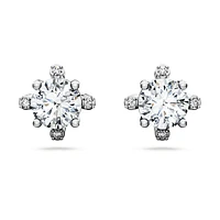 Galaxy stud earrings, Lab-grown diamonds 2.1 ct tw, Round shape, 14K white gold by SWAROVSKI