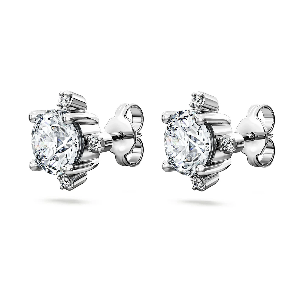Galaxy stud earrings, Lab-grown diamonds 2.1 ct tw, Round shape, 14K white gold by SWAROVSKI