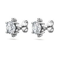 Galaxy stud earrings, Lab-grown diamonds 2.1 ct tw, Round shape, 14K white gold by SWAROVSKI