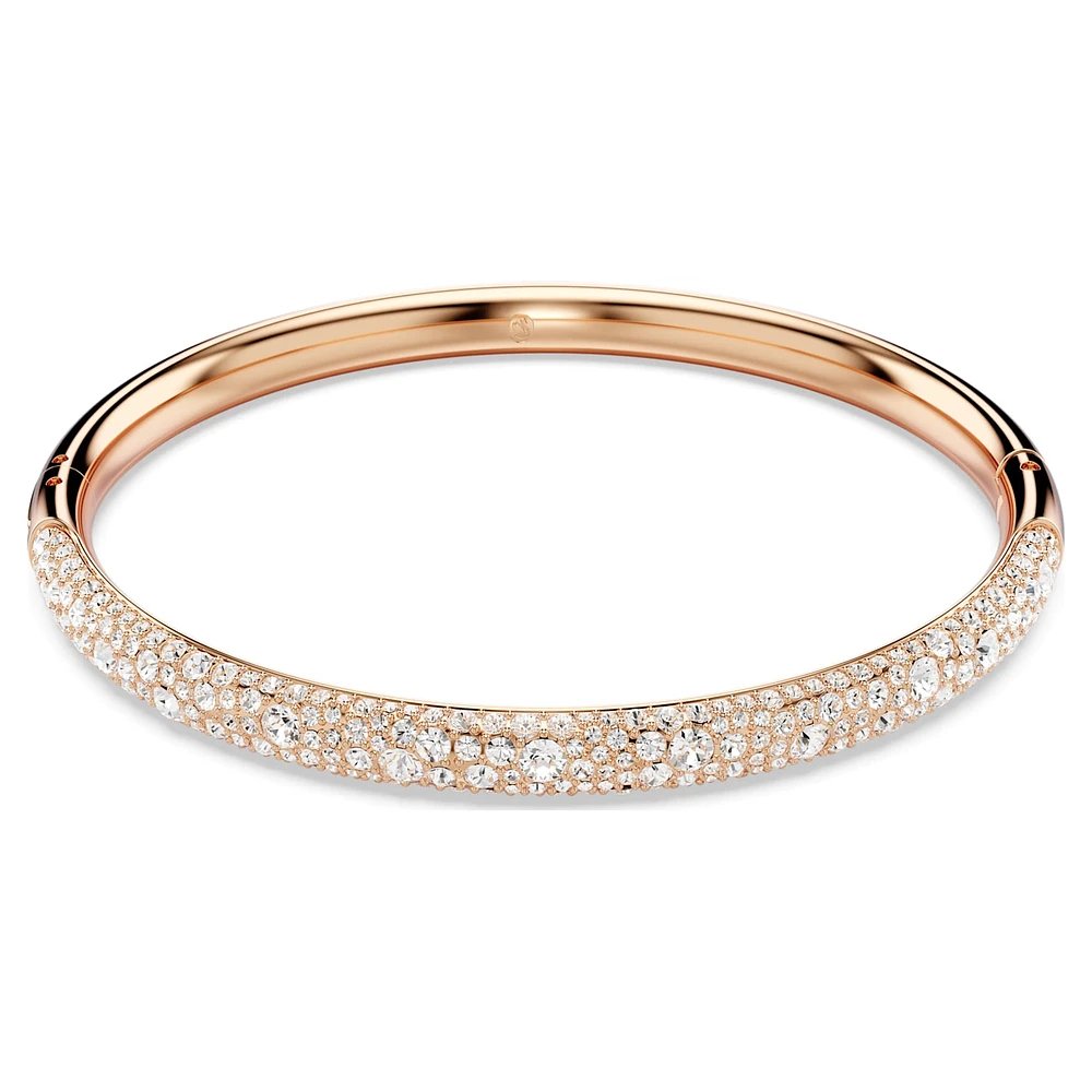 Meteora bangle, Snow pavé, White, Rose gold-tone plated by SWAROVSKI