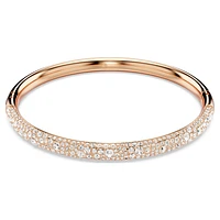 Meteora bangle, Snow pavé, White, Rose gold-tone plated by SWAROVSKI