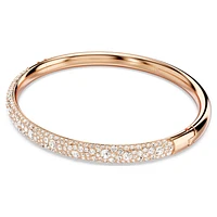 Meteora bangle, Snow pavé, White, Rose gold-tone plated by SWAROVSKI