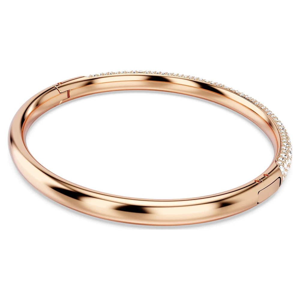Meteora bangle, Snow pavé, White, Rose gold-tone plated by SWAROVSKI