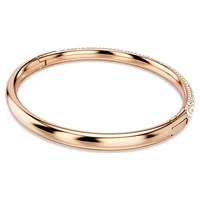 Meteora bangle, Snow pavé, White, Rose gold-tone plated by SWAROVSKI