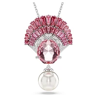 Idyllia pendant, Mixed cuts, Crystal pearl, Shell, Pink, Rhodium plated by SWAROVSKI