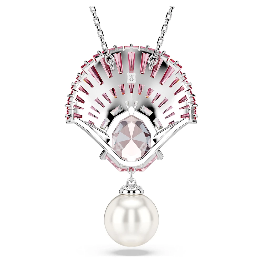 Idyllia pendant, Mixed cuts, Crystal pearl, Shell, Pink, Rhodium plated by SWAROVSKI
