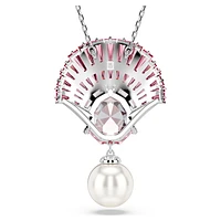 Idyllia pendant, Mixed cuts, Crystal pearl, Shell, Pink, Rhodium plated by SWAROVSKI
