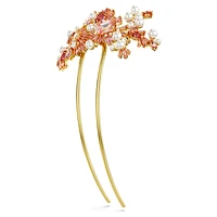 Gema hair clip, Crystal pearl, Mixed cuts, Flower, Pink, Gold-tone plated by SWAROVSKI
