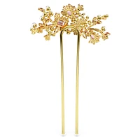 Gema hair clip, Crystal pearl, Mixed cuts, Flower, Pink, Gold-tone plated by SWAROVSKI