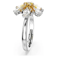 Idyllia cocktail ring, Mixed cuts, Flower, Yellow, Rhodium plated by SWAROVSKI
