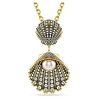 Idyllia pendant, Crystal pearl, Mixed cuts, Shell, White, Gold-tone plated by SWAROVSKI