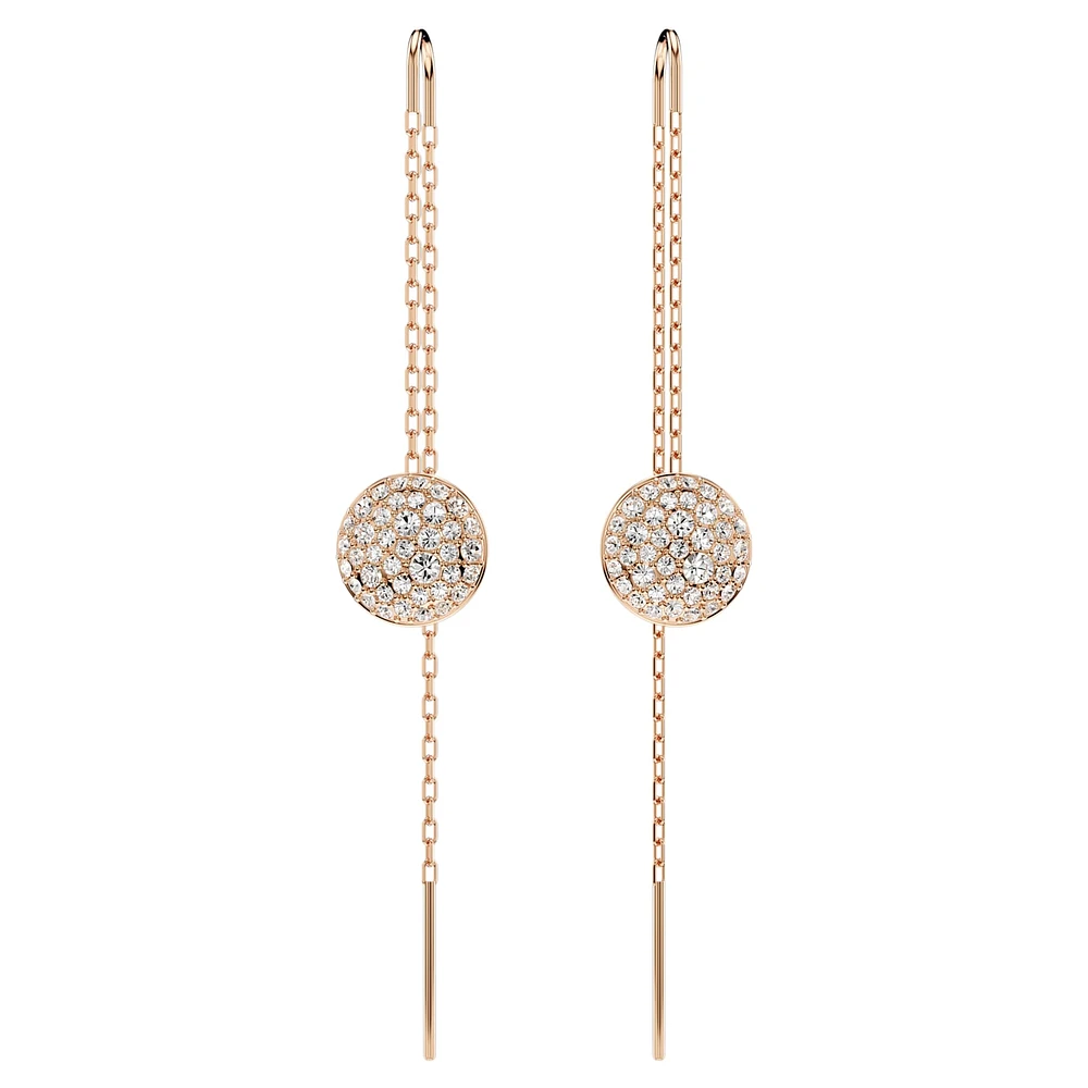 Meteora drop earrings, White, Rose gold-tone plated by SWAROVSKI