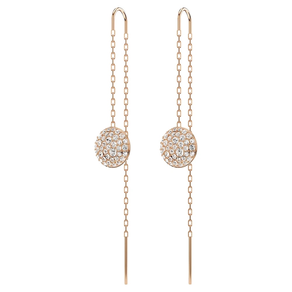Meteora drop earrings, White, Rose gold-tone plated by SWAROVSKI