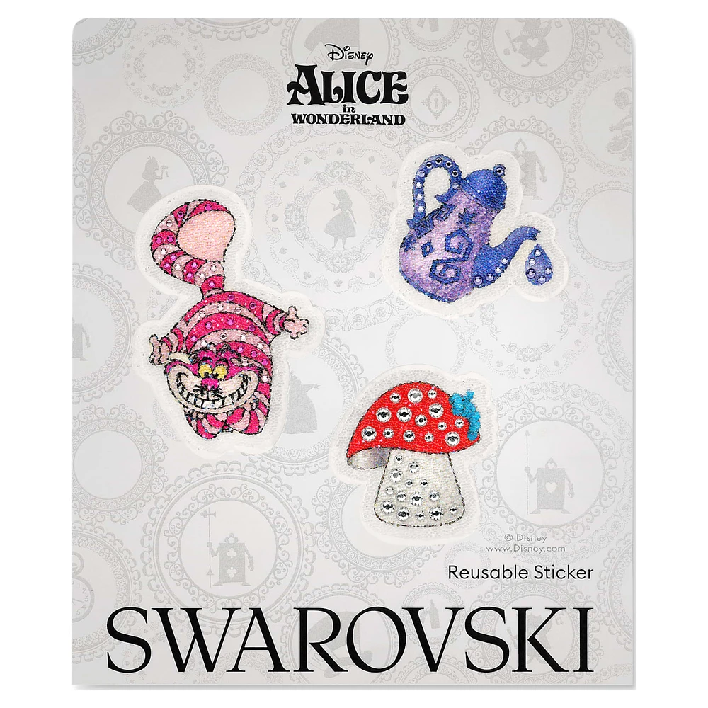 Alice in Wonderland removeable stickers, Cat, teapot, playing card and mushroom, Multicoloured by SWAROVSKI