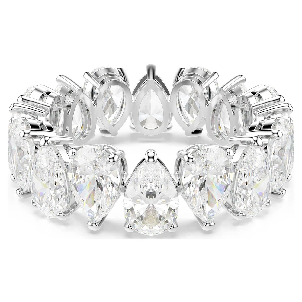 Matrix Vittore ring, Pear cut, White, Silver-tone finish by SWAROVSKI