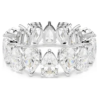 Matrix Vittore ring, Pear cut, White, Silver-tone finish by SWAROVSKI
