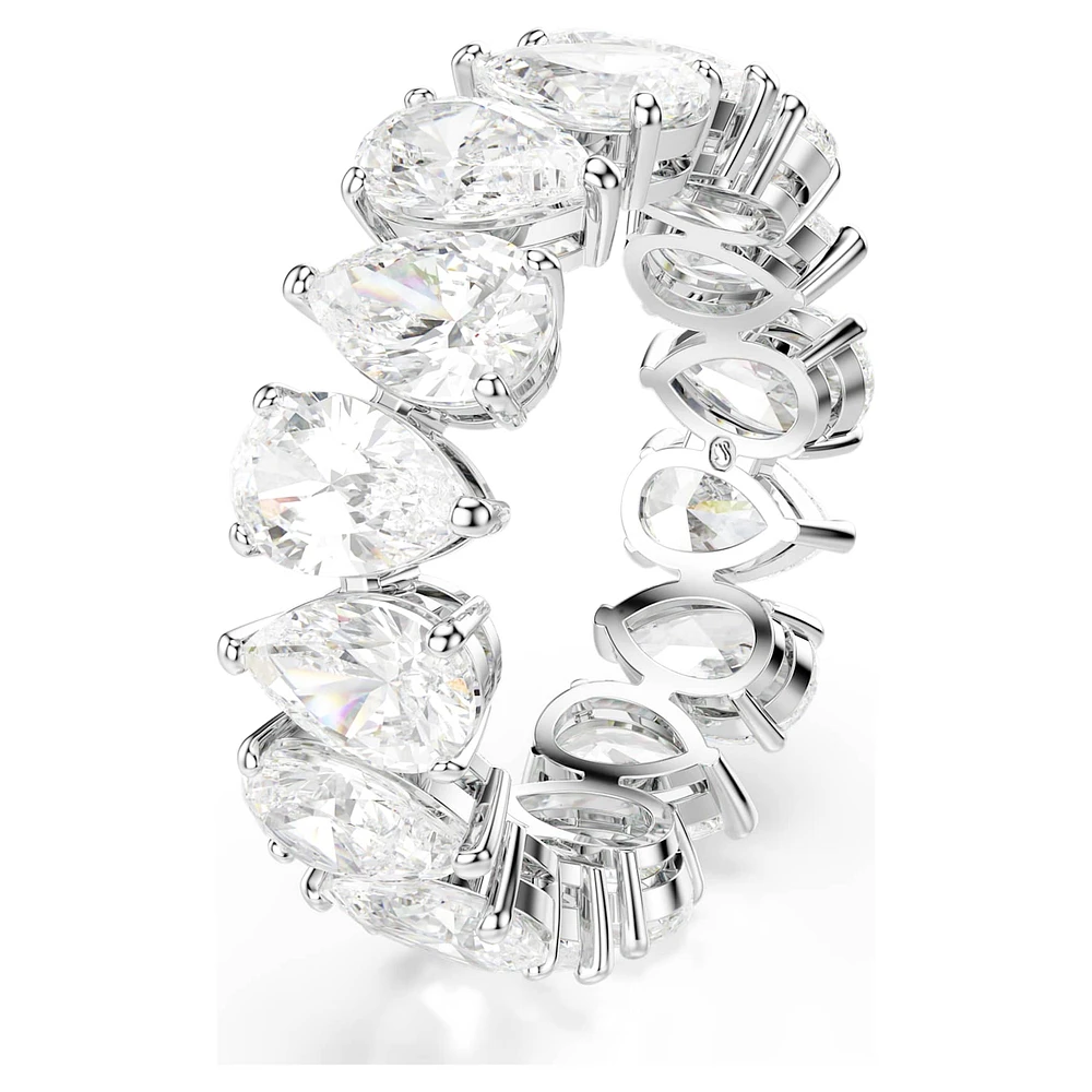 Matrix Vittore ring, Pear cut, White, Silver-tone finish by SWAROVSKI